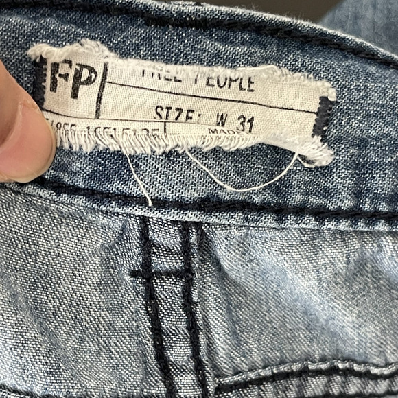 Free People Jeans Womens 31 Light Wash Wide Leg Stretch Mid Rise Boho Festival - Picture 11 of 14